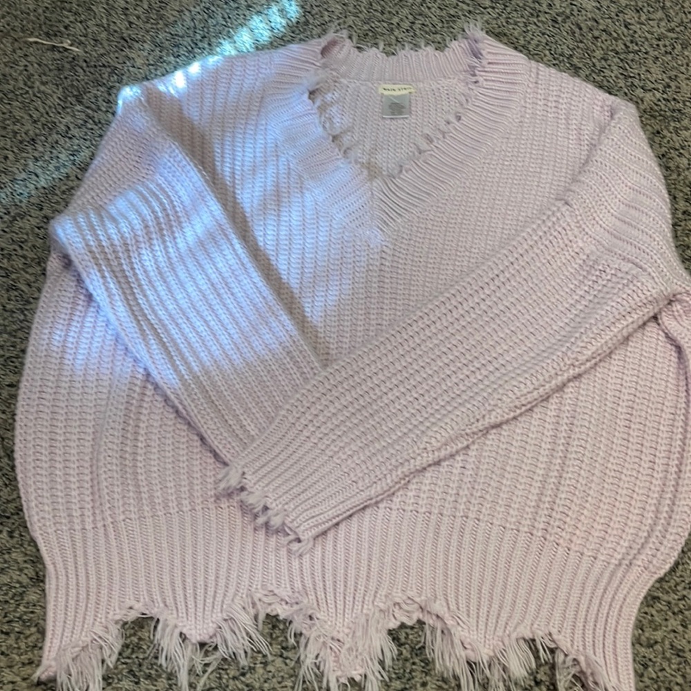 Distressed lavender sweater